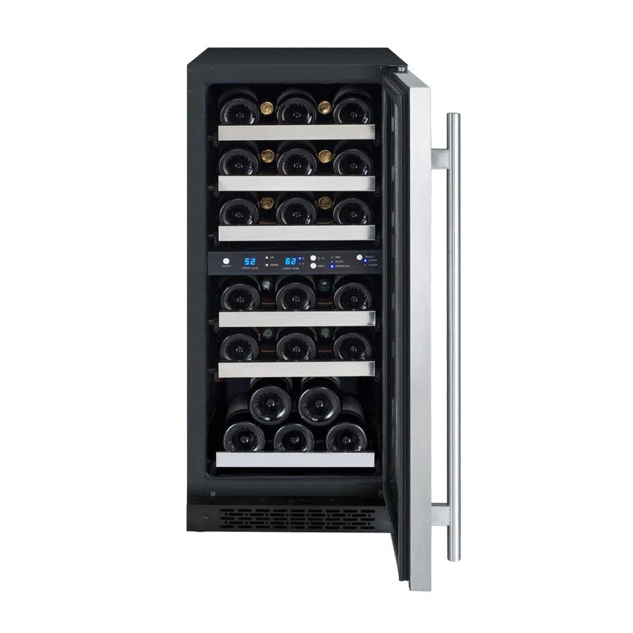 Allavino Residential 15" Wide FlexCount II Tru-Vino 30 Bottle Dual Zone Stainless Steel Right Hinge Wine Refrigerator VSWR30-2SR20