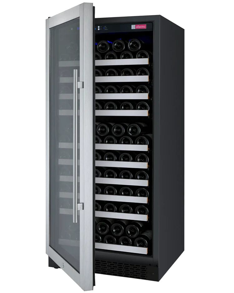 Allavino Residential 24" Wide FlexCount II Tru-Vino 128 Bottle Single Zone Stainless Steel Left Hinge Wine Refrigerator