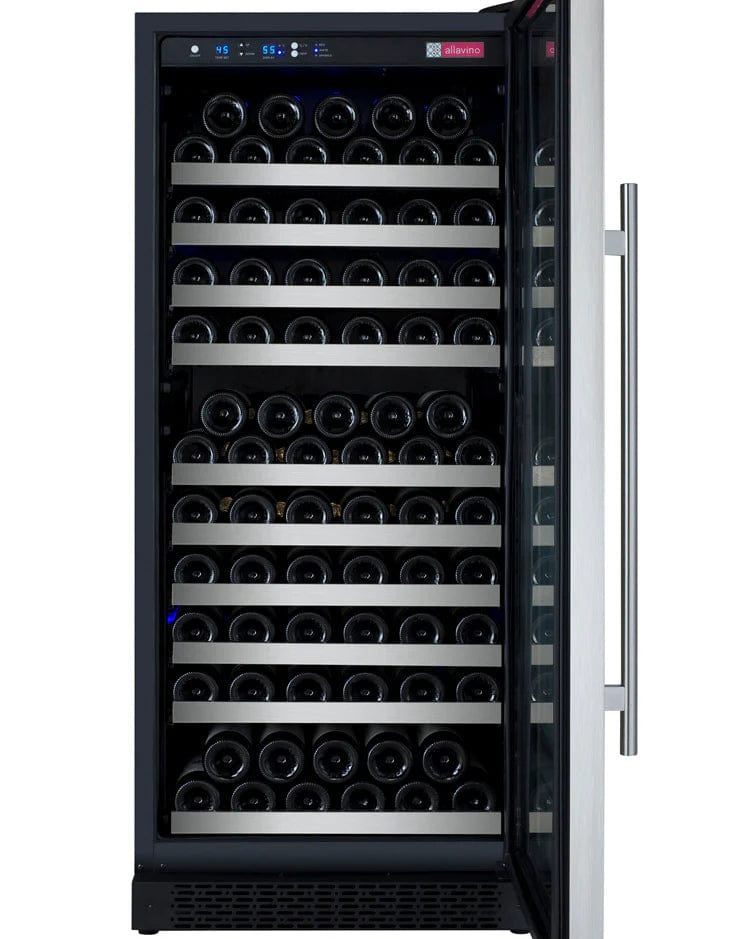 Allavino Residential 24" Wide FlexCount II Tru-Vino 128 Bottle Single Zone Stainless Steel Right Hinge Wine Refrigerator VSWR128-1SR20