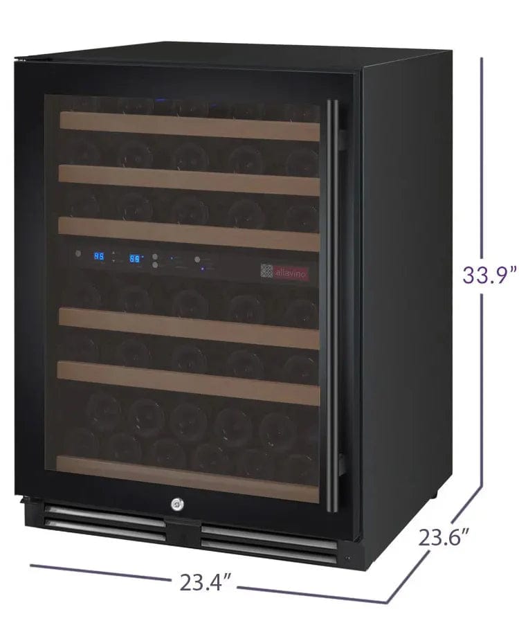 Allavino Residential 24" Wide FlexCount II Tru-Vino 56 Bottle Dual Zone Black Left Hinge Wine Refrigerator VSWR56-2BL20