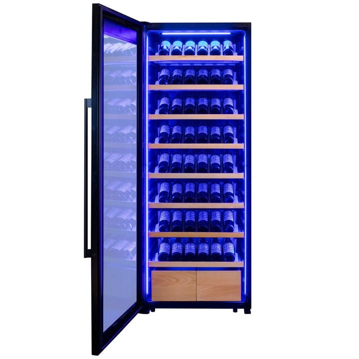 Allavino Residential 29" Wide 248 Bottle Single Zone Black Glass Left Hinge Wine Refrigerator with Display Shelving KWR248S-1BGL