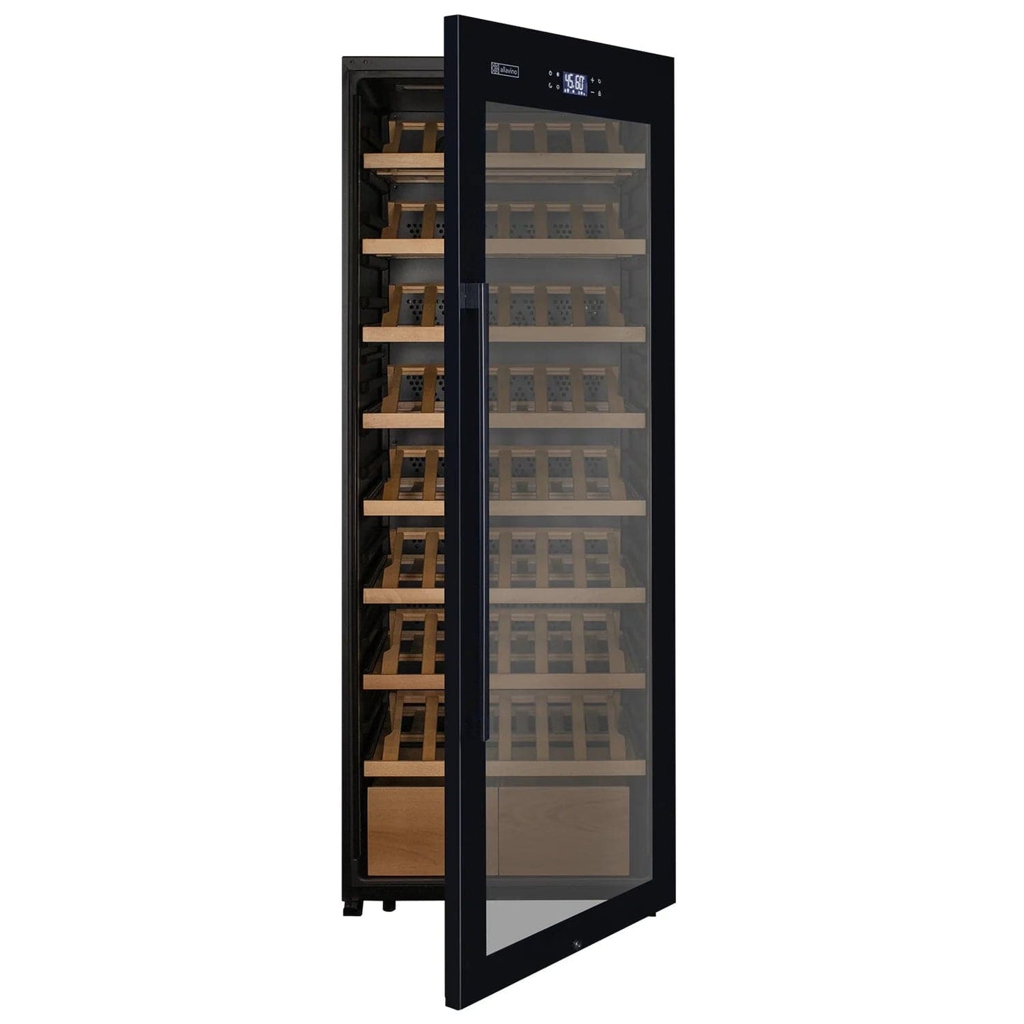 Allavino Residential 29" Wide 248 Bottle Single Zone Black Glass Right Hinge Wine Refrigerator with Display Shelving KWR248S-1BGR