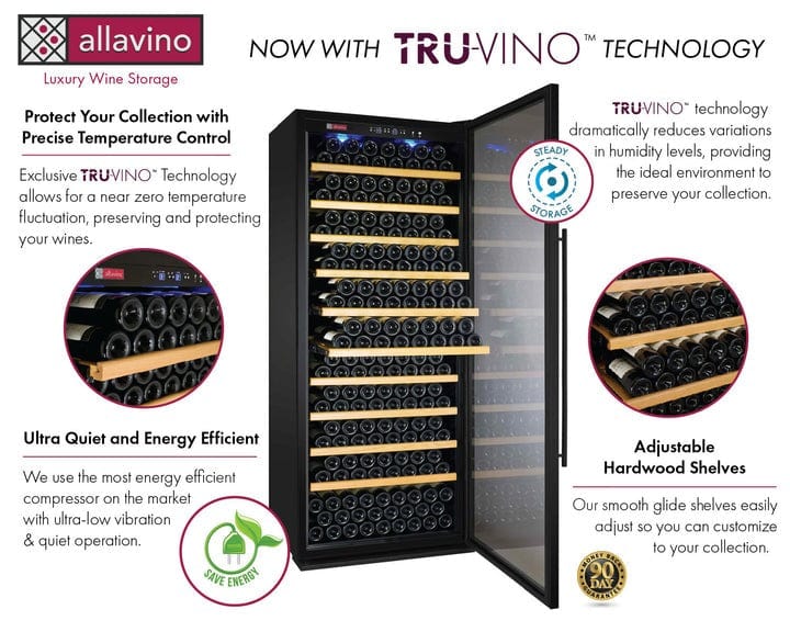 Allavino Residential 32" Wide Vite II Tru-Vino 277 Bottle Single Zone Black Left Hinge Wine Refrigerator YHWR305-1BL20