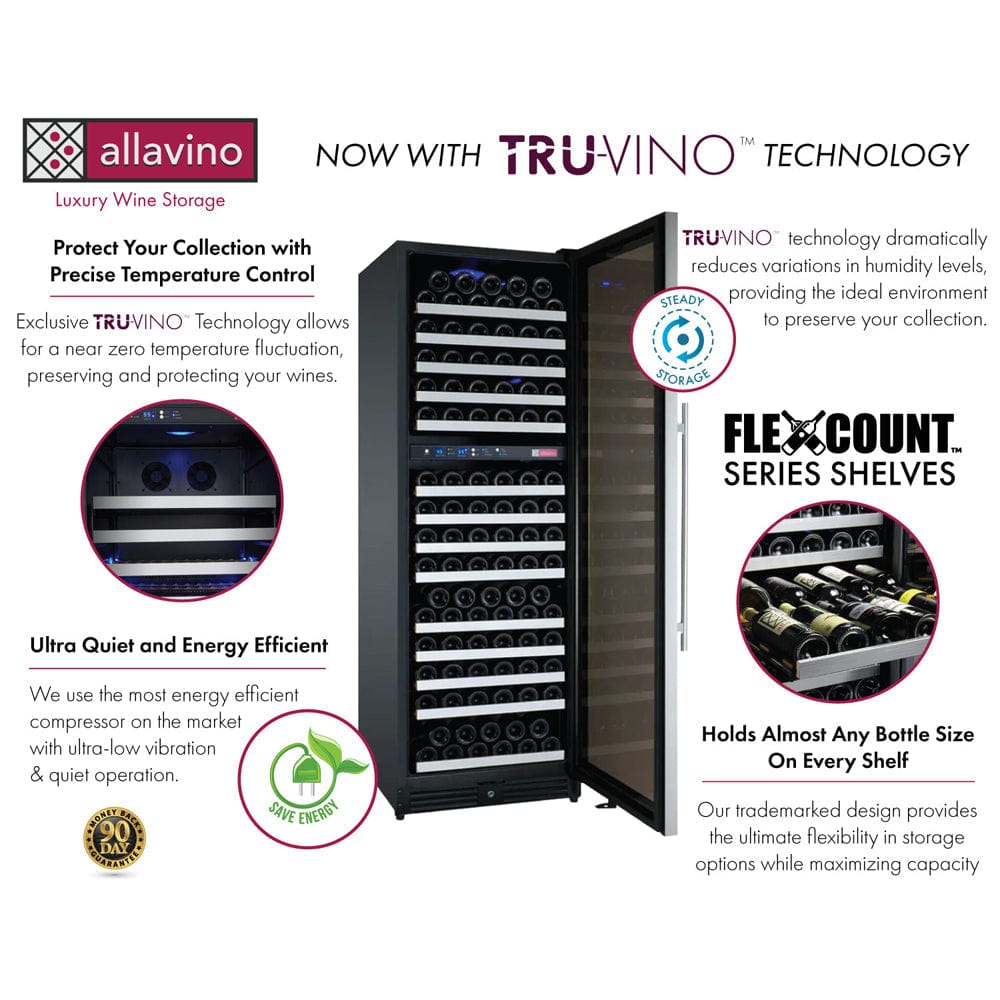 Allavino Residential Allavino 24" Wide FlexCount II Tru-Vino 172 Bottle Dual Zone Wine Refrigerator