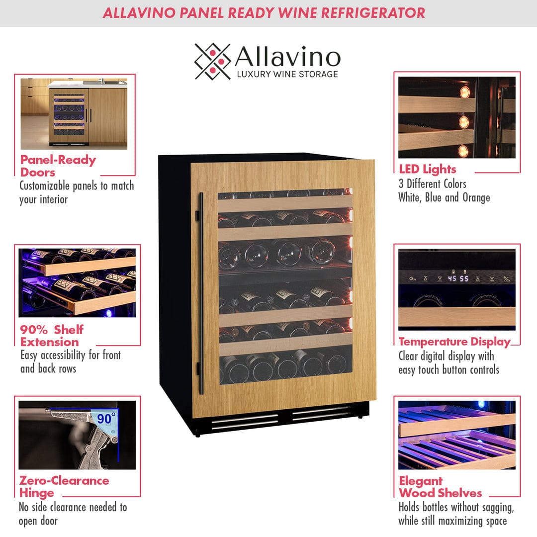 Allavino Residential Black 24" Wide Dual Zone Panel Ready Wine Refrigerator