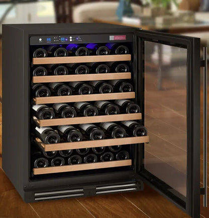 Allavino Residential Black FlexCount Series 56 Bottle Single Zone Built-In Wine Refrigerator with Black Door - Right Hinge