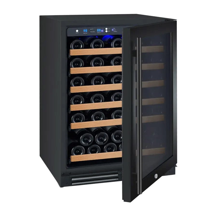 Allavino Residential Black FlexCount Series 56 Bottle Single Zone Built-In Wine Refrigerator with Black Door - Right Hinge