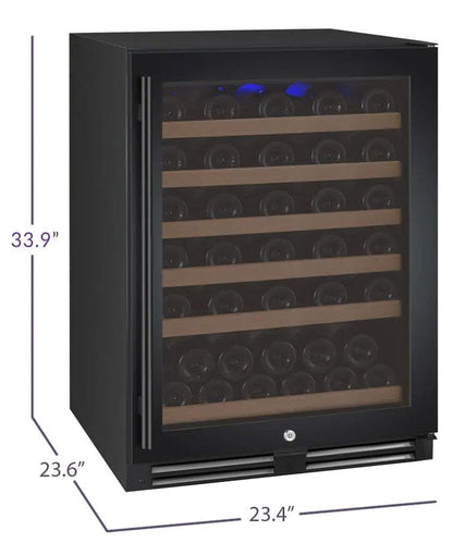 Allavino Residential Black FlexCount Series 56 Bottle Single Zone Built-In Wine Refrigerator with Black Door - Right Hinge