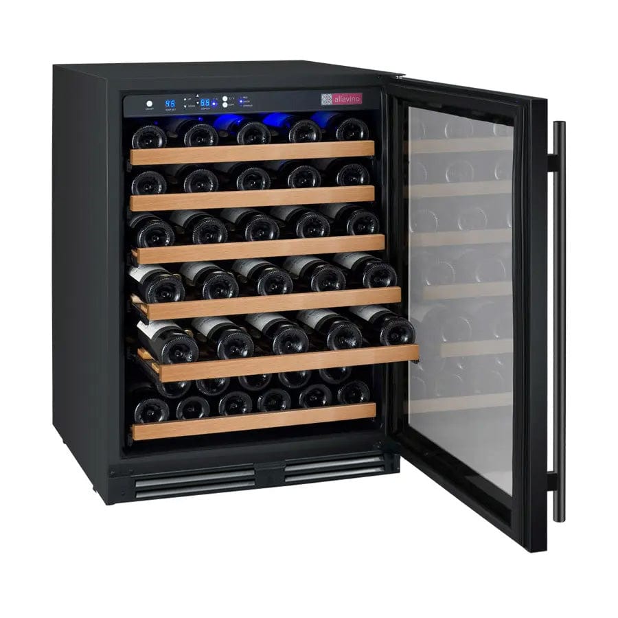 Allavino Residential Black FlexCount Series 56 Bottle Single Zone Built-In Wine Refrigerator with Black Door - Right Hinge