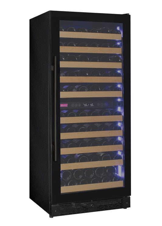 Allavino Residential Black Reserva Series 119 Bottle 55" Tall Dual Zone Right Hinge Black Glass Wine Refrigerator