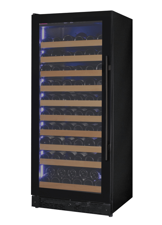 Allavino Residential Black Reserva Series 119 Bottle 55" Tall Single Zone Left Hinge Black Glass Wine Refrigerator