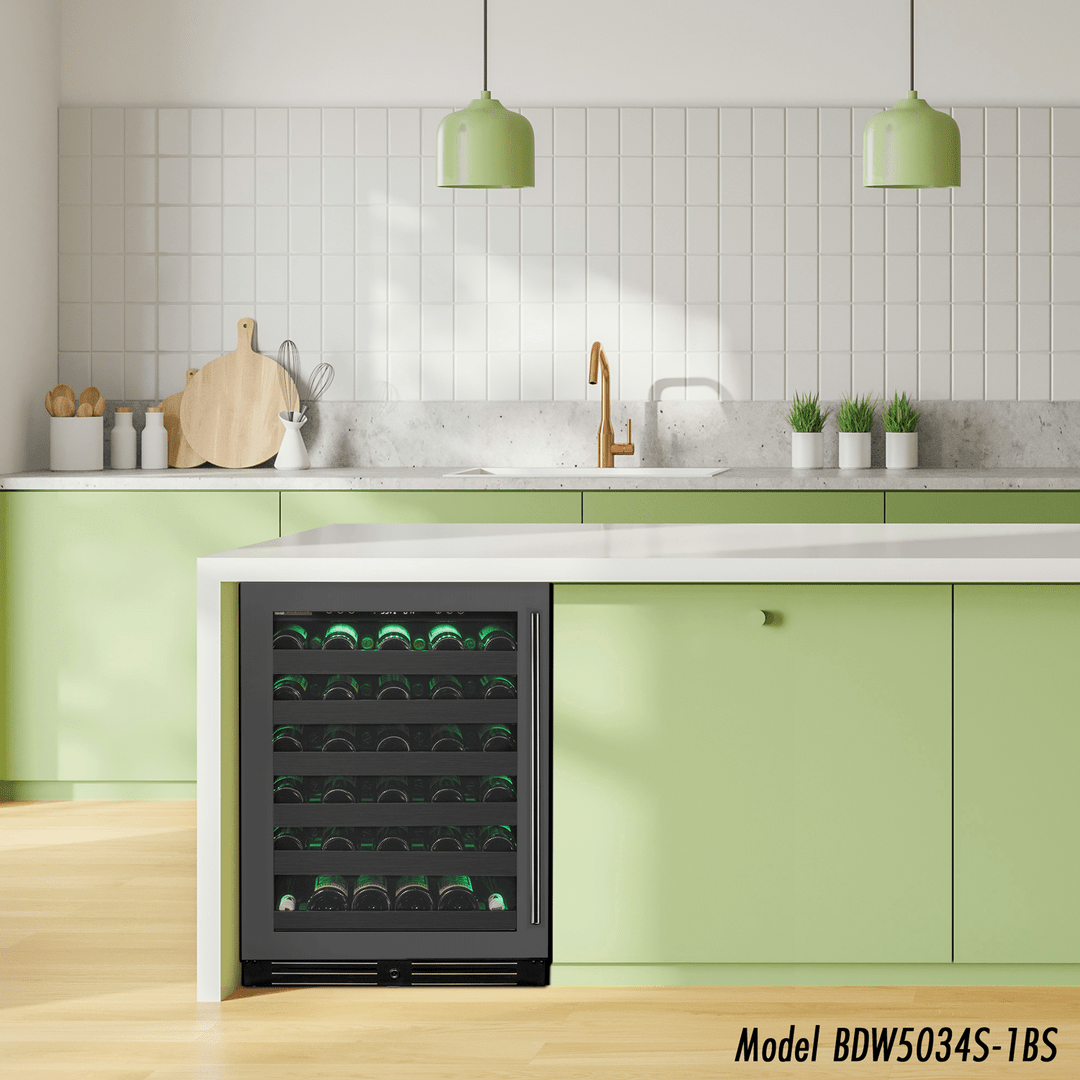 Allavino Residential Black Reserva Series 50 Bottle 34" Tall Single Zone Left Hinge Black Stainless Steel Wine Cooler Refrigerator