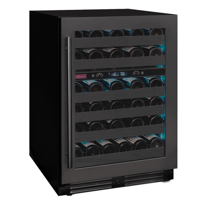 Allavino Residential Black Reserva Series 50 Bottle Dual Zone Undercounter Wine Cooler Refrigerator with Black Stainless Steel Door - Right Hinge