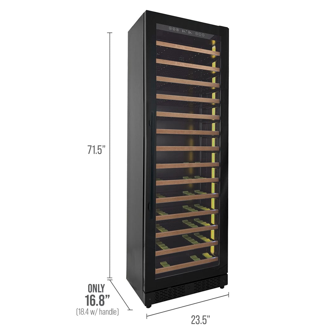 Allavino Residential Black Reserva Series 67 Bottle 71" Tall Single Zone Right Hinge Black Shallow Wine Refrigerator with Wood Front Shelves