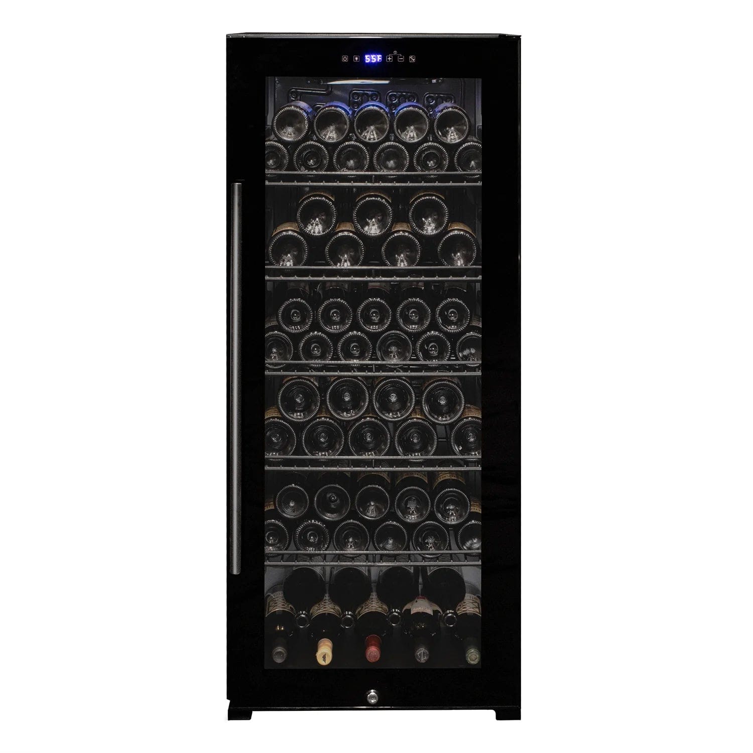 Allavino Residential Contemporary 102 Bottle Single Zone Freestanding Wine Refrigerator with Black Glass Door KWR102S-1BGR