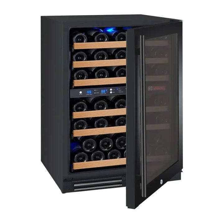 Allavino Residential FlexCount Series 56 Bottle Dual Zone Built-in Wine Cooler Refrigerator with Black Door - Right Hinge