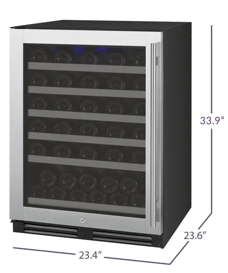 Allavino Residential FlexCount Series 56 Bottle Single Zone Built-in Wine Cooler Refrigerator with Stainless Steel Door - Left Hinge