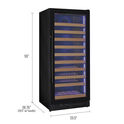 Allavino Residential Reserva Series 119 Bottle 55" Tall Single Zone Right Hinge Black Glass Wine Refrigerator VSW11955S-1BGR