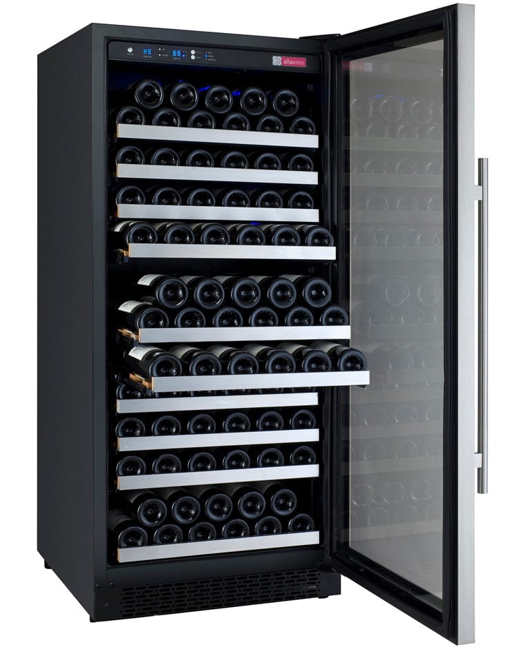 Allavino Residential Silver 24" Wide FlexCount II Tru-Vino 128 Bottle Single Zone Stainless Steel Right Hinge Wine Refrigerator