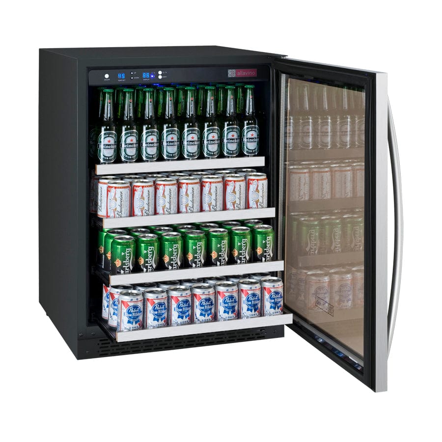 Allavino Residential Silver 24" Wide FlexCount II Tru-Vino Stainless Steel Right Hinge Beverage Center