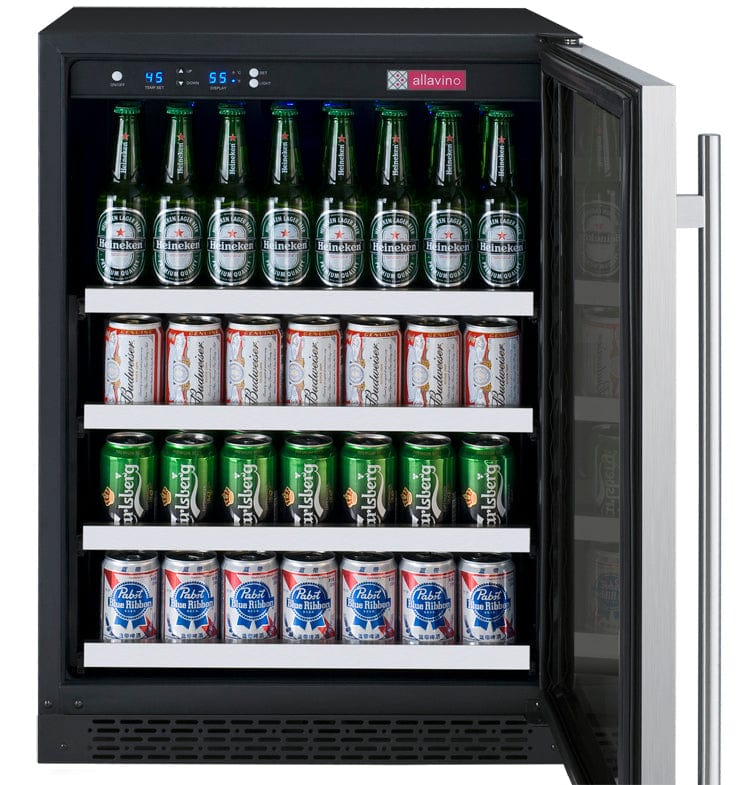 Allavino Residential Silver 24" Wide FlexCount II Tru-Vino Stainless Steel Right Hinge Beverage Center