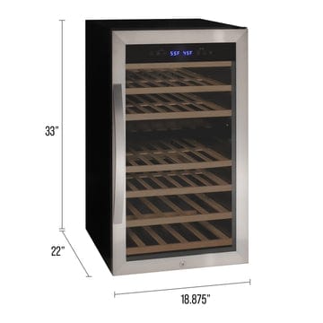 Allavino Residential Silver Cascina Series 43 Bottle Dual Zone Freestanding Wine Refrigerator Cooler with Stainless Steel Door