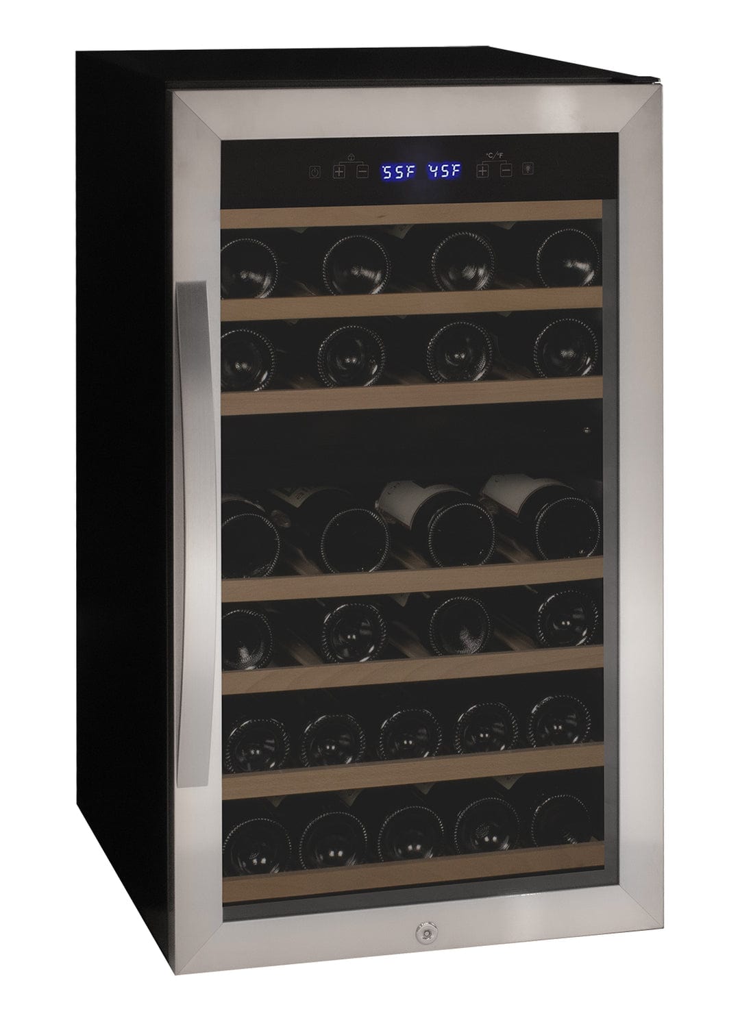 Allavino Residential Silver Cascina Series 43 Bottle Dual Zone Freestanding Wine Refrigerator Cooler with Stainless Steel Door