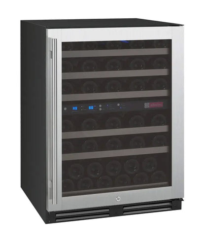 Allavino Residential Silver FlexCount Series 56 Bottle Dual Zone Built-In Wine Refrigerator with Stainless Steel Door - Right Hinge