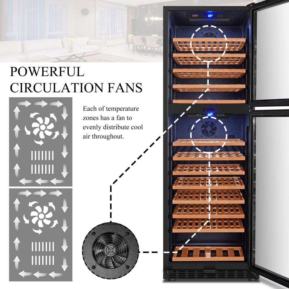 Lanbo Residential Lanbo 162 Bottle Dual Door Wine Cooler - LW162DD