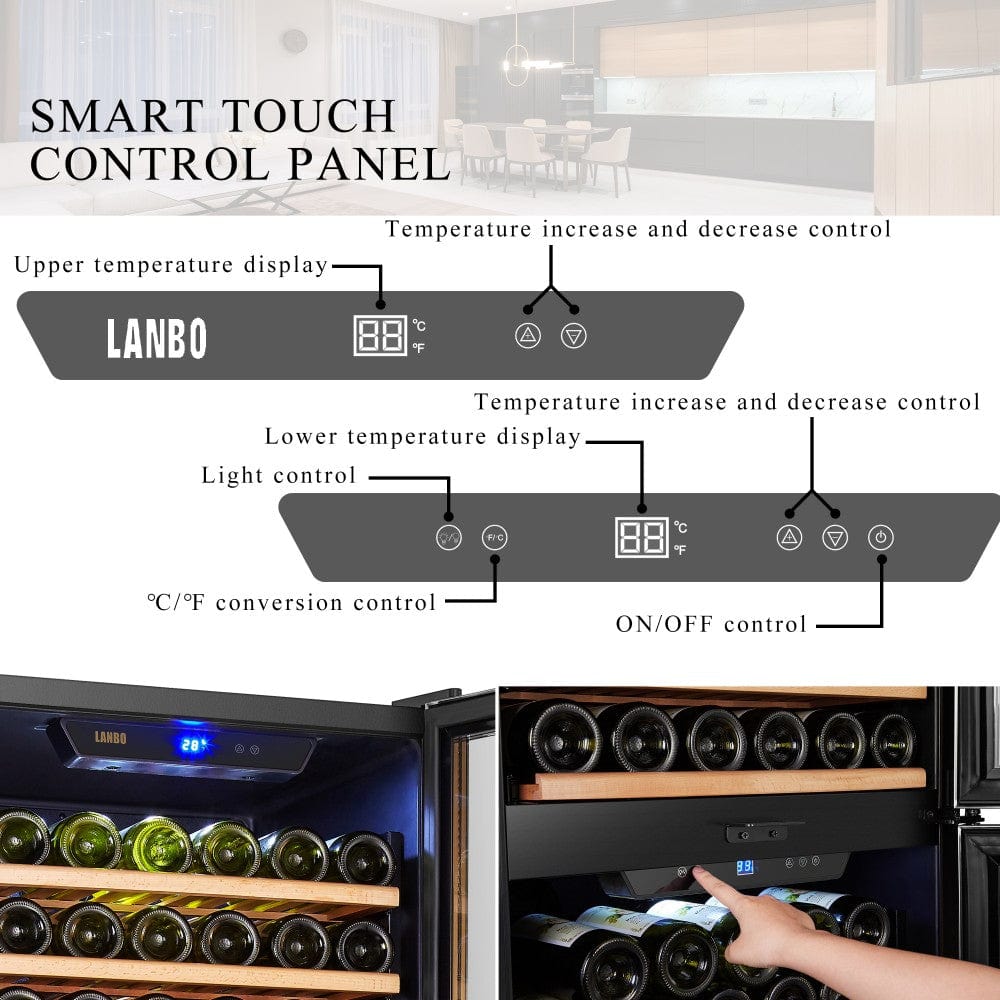 Lanbo Residential Lanbo 162 Bottle Dual Door Wine Cooler - LW162DD