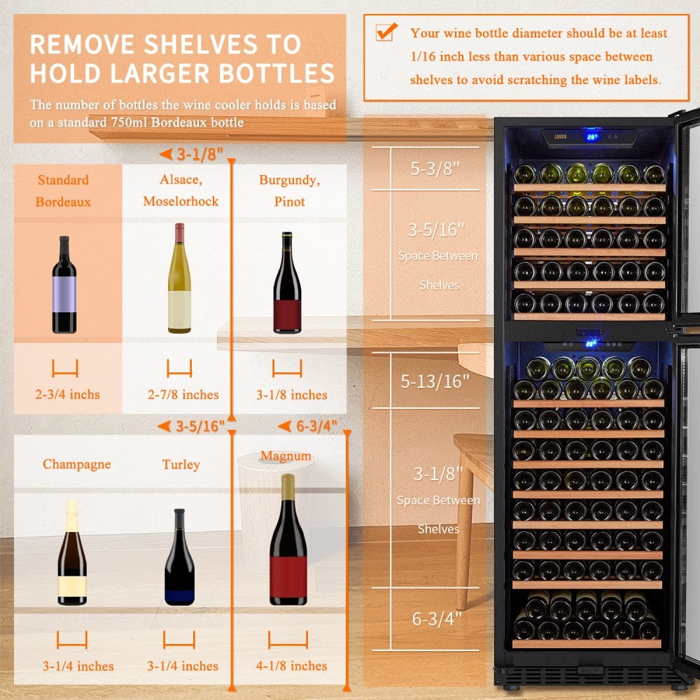 Lanbo Residential Lanbo 162 Bottle Dual Door Wine Cooler - LW162DD