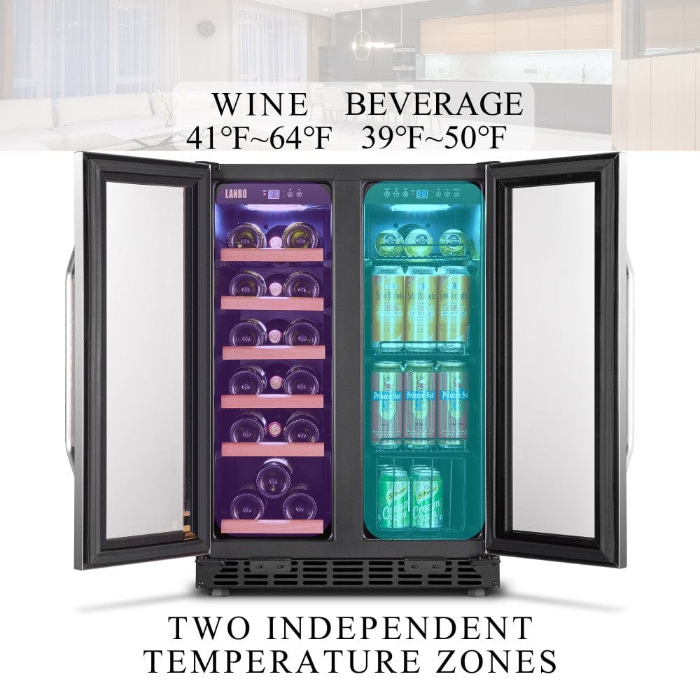 Lanbo Residential Lanbo 24 Inch Wine and Beverage Cooler Two Door - LB36BD